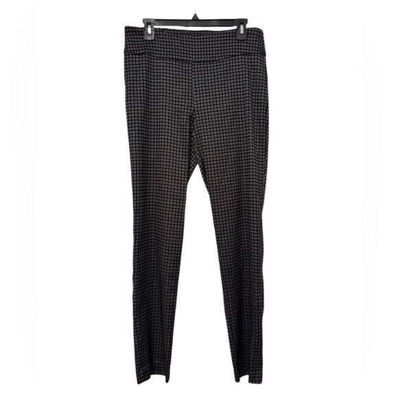 New Directions Stretch Slim Pull On Pants Leggings Black White Size 10 - Picture 1 of 6